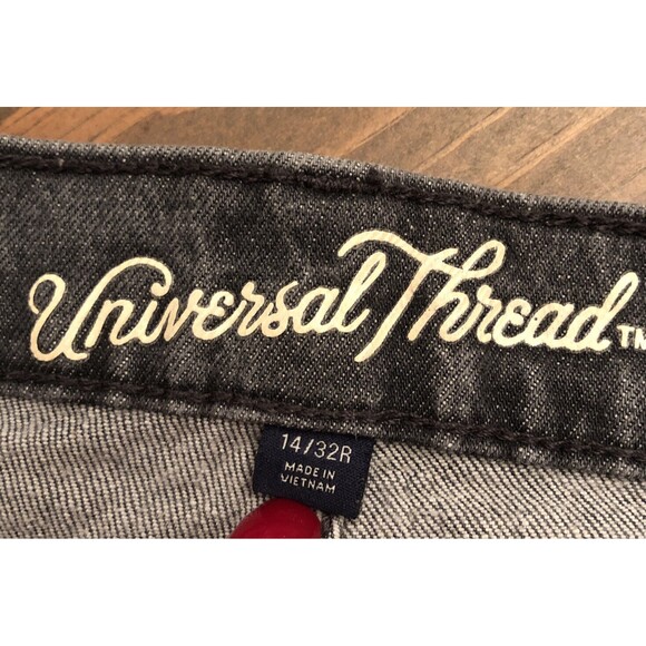 Universal Thread High-Rise Vintage Straight Jeans 14/32R Gray Denim Button Fly - Picture 8 of 10